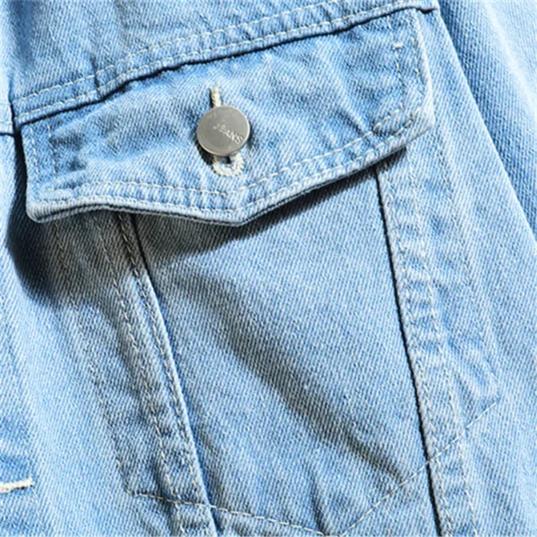 2024 New Men's Denim Jacket Cotton Loose Hooded jean Outwear Coat Solid Denim jacket Men Casual Couple Streetwear Plus Size 5XL - Image 6
