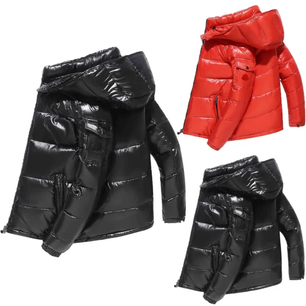 Jackets For Men Fashion Casual Male Quilted Padded Shiny Buffer Bubble Thick Coat Metallic Shiny Stand Up Chaquetas Hombre - Image 3