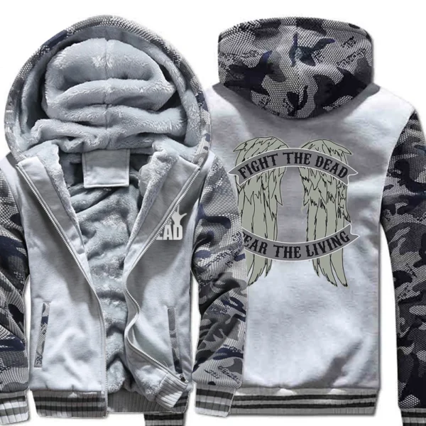Movie The Walking Dead Wings Print Mens Hoodie Fashion Casual Coats Winter Print Tracksuit Loose Oversized Thicken Jacket Man - Image 4