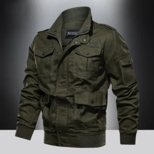 American style jacket for men's spring and autumn 2024 newmulti pocket outdoor pure cotton casual workjacket stand up collar top