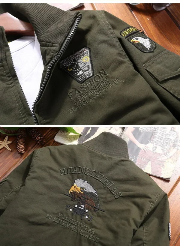 Outdoor Boxing Cargo Jacket Men's High Quality Vintage Embroidered Windbreaker 2024 Autumn Wild Hunting Pure Cotton Warm Coat - Image 4