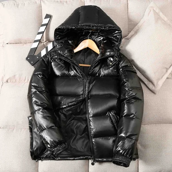 Jackets For Men Fashion Casual Male Quilted Padded Shiny Buffer Bubble Thick Coat Metallic Shiny Stand Up Chaquetas Hombre - Image 2