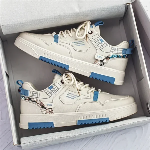 Men's shoes 2025 summer new breathable white shoes men's trendy and versatile thick soled sports board shoes trendy shoes - Image 3