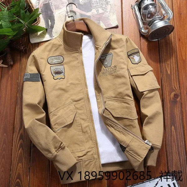 Outdoor Boxing Cargo Jacket Men's High Quality Vintage Embroidered Windbreaker 2024 Autumn Wild Hunting Pure Cotton Warm Coat - Image 2
