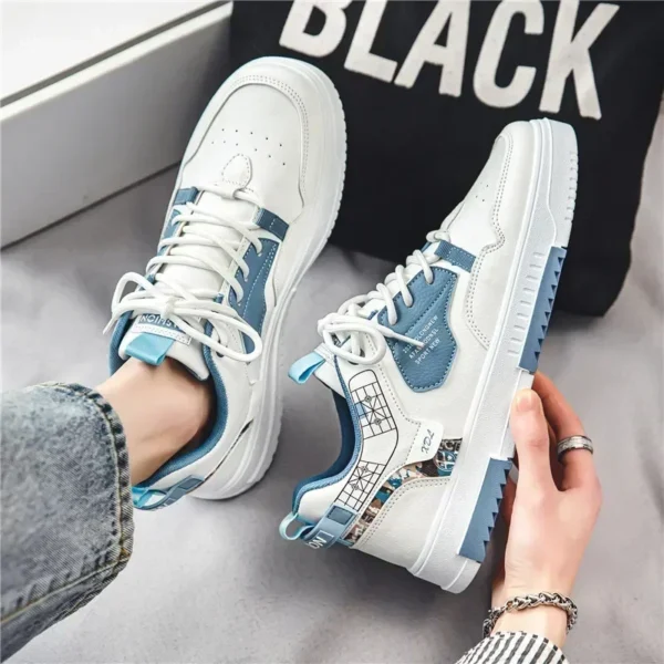 Men's shoes 2025 summer new breathable white shoes men's trendy and versatile thick soled sports board shoes trendy shoes - Image 4