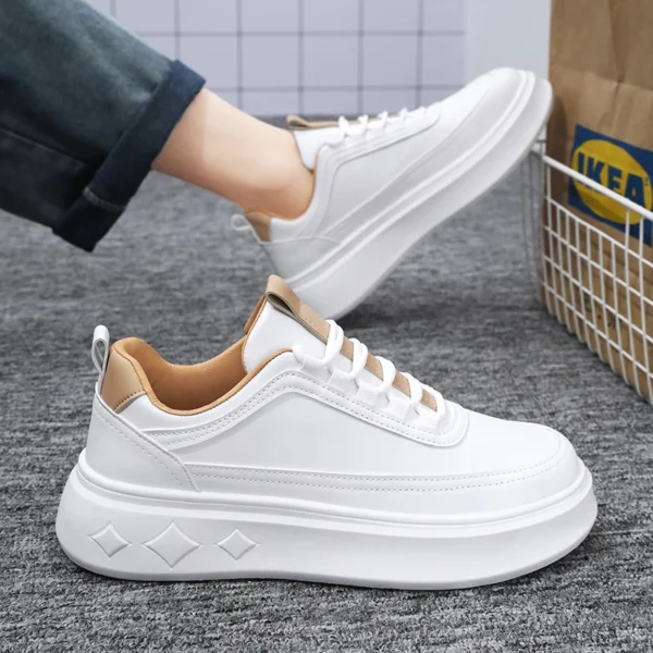 Fashion White Men Casual Sneakers Outdoor Platform Runing Shoes Breathable Men Sport Shoes Light Walking Shoes Heightening Shoes - Image 3
