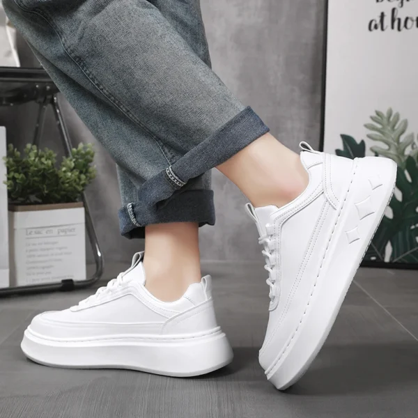 Fashion White Men Casual Sneakers Outdoor Platform Runing Shoes Breathable Men Sport Shoes Light Walking Shoes Heightening Shoes - Image 6