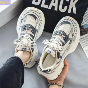 Lightweight Outdoor Sports Shoes Men Trends Platform Sneakers Lace Up Casual Thick Bottom Anti Slip Breathable Running Shoes