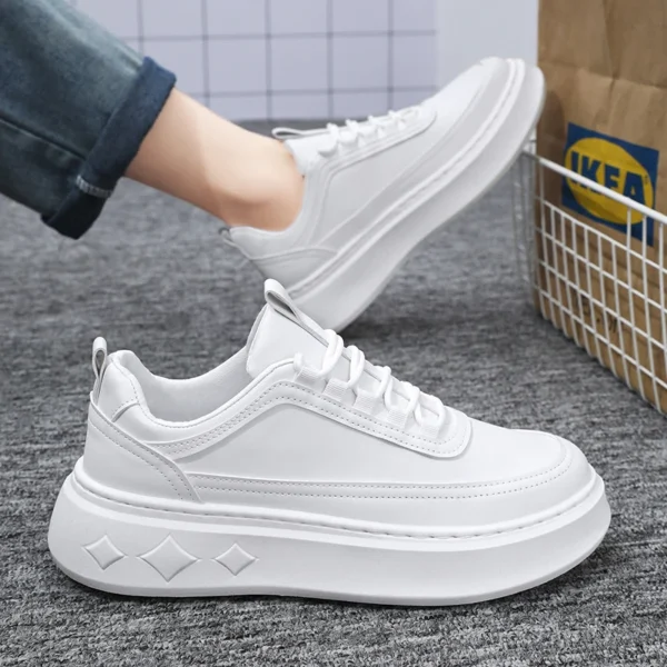 Fashion White Men Casual Sneakers Outdoor Platform Runing Shoes Breathable Men Sport Shoes Light Walking Shoes Heightening Shoes - Image 4